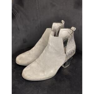 Minnetonka Slip On Ankle Boots Women 7 Western Suede Leather Gray